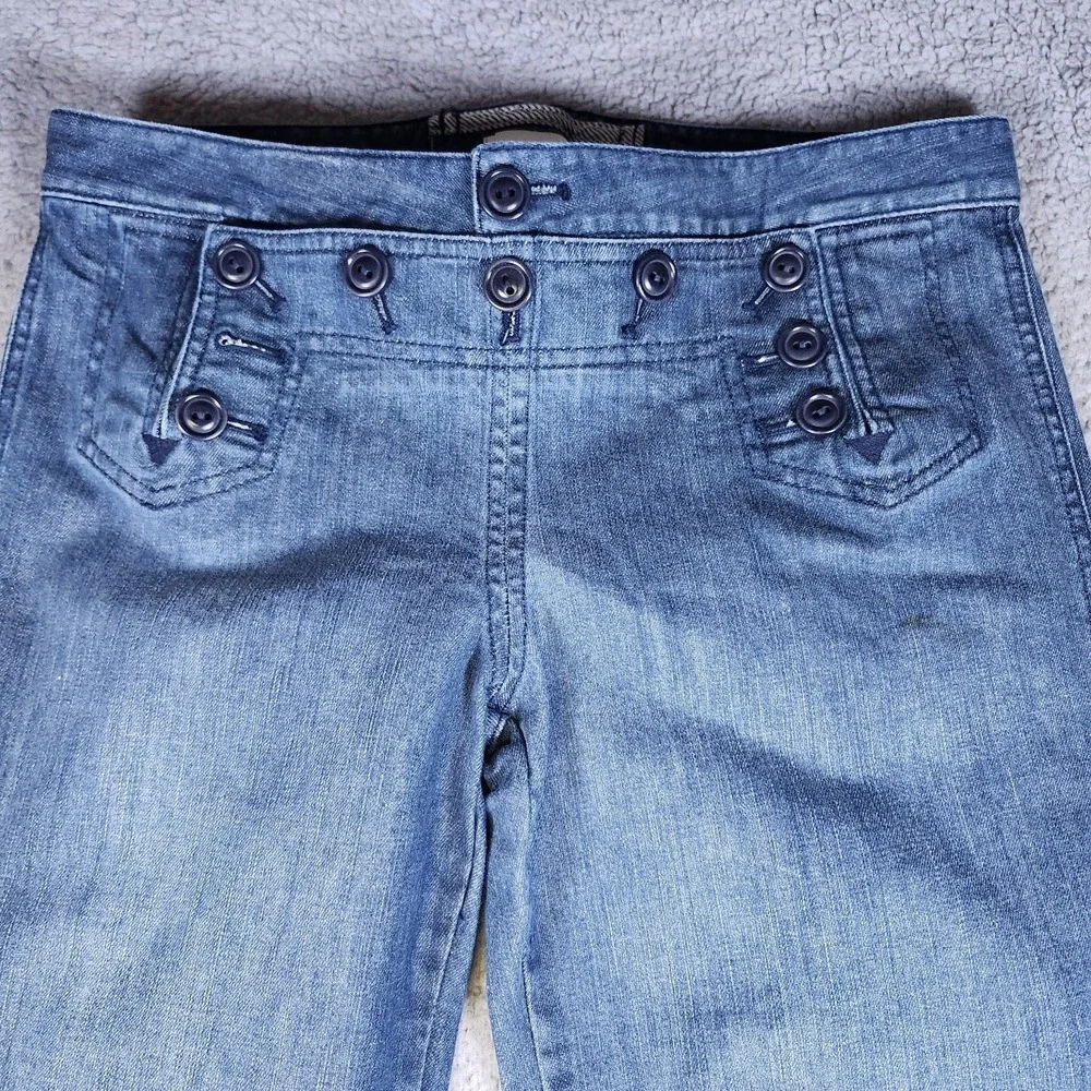 Madewell‎ Women's 29 Sailor Wide Leg Crop Jeans Button Up Pull On